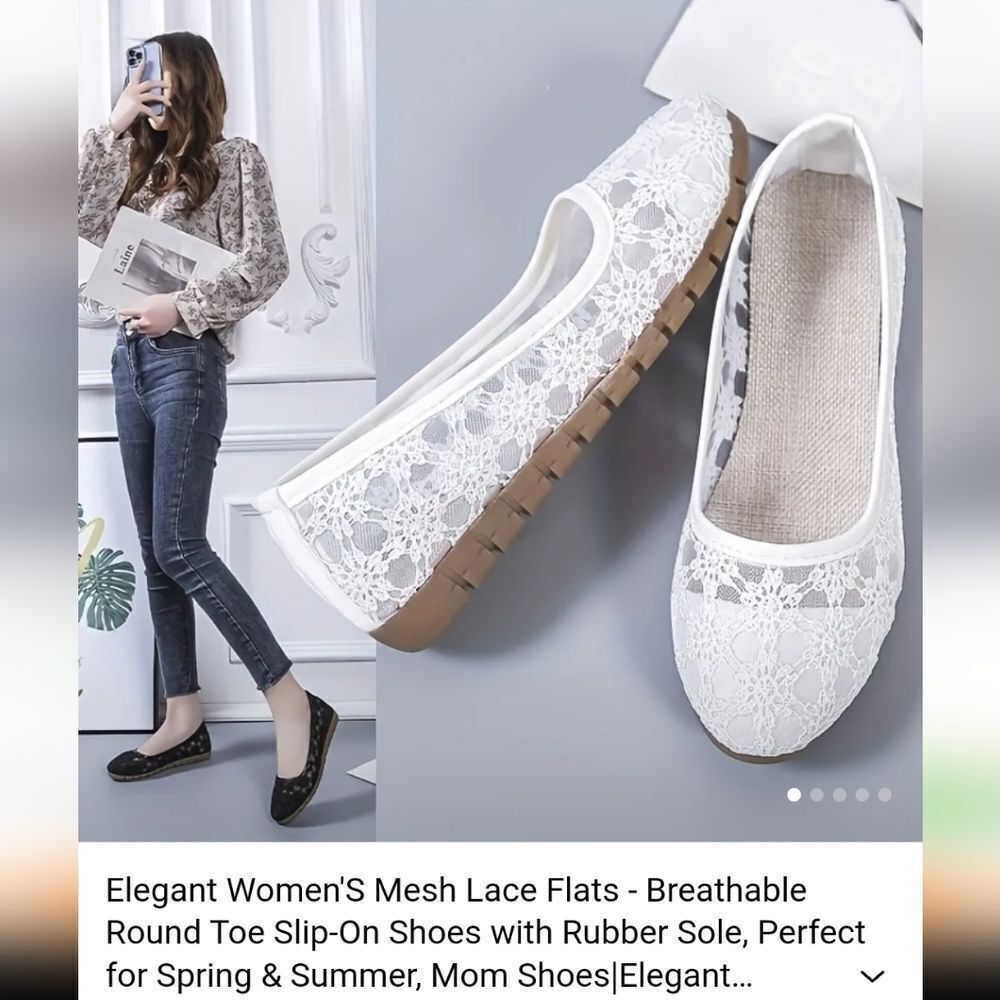 Used Elegant Women's Mesh Lace Flats